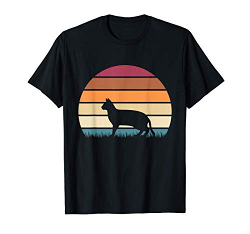 Retro Vintage Sunset Kitten Feline Pet Russian Tabby Cat Camiseta