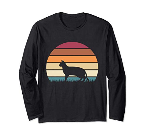 Retro Vintage Sunset Kitten Feline Pet Russian Tabby Cat Manga Larga