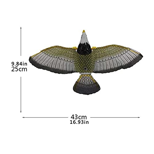 RHNE Repelente de pájaros Luminoso, águila eléctrica Colgante con música, espantapájaros voladores, búho Volador portátil, decoración de jardín de pájaros, Colorido