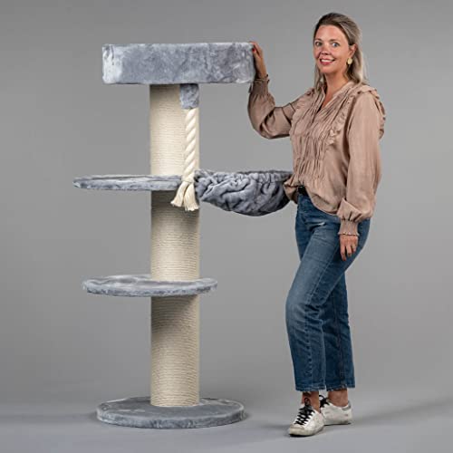 RHRQuality Maine Coon Sleeper Plus - Rascador grande para gatos, estable, tamaño XXL, color gris claro