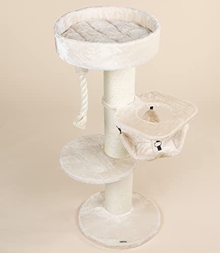 RHRQuality Rascador grande para gatos XXL Maine Coon Sleeper Crown Beige Árbol rascador para gatos grandes Árbol para gatos pesados Gato trepador rascador, muebles gruesos