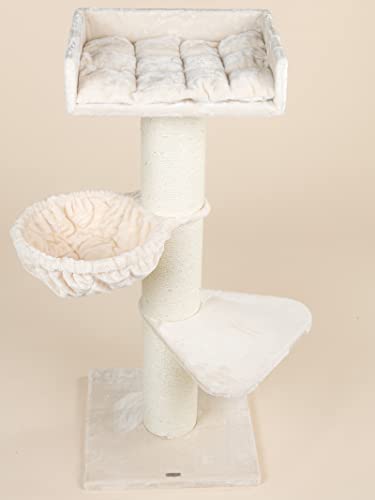 RHRQuality Royalty de Luxe - Rascador grande para gatos, estable, color beige con tronco de 20 cm de diámetro