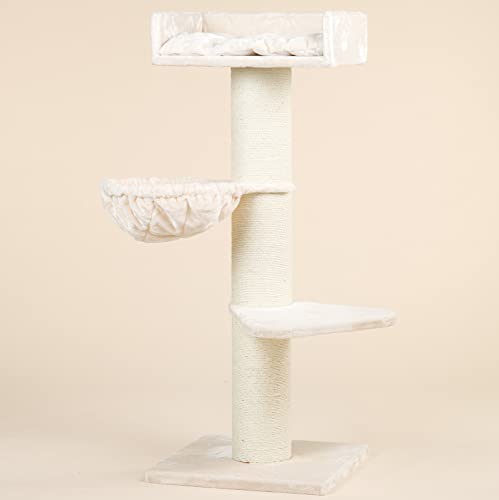 RHRQuality Royalty de Luxe - Rascador grande para gatos, estable, color beige con tronco de 20 cm de diámetro