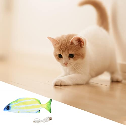 Rianpesn Juguete eléctrico para Gatos con Peces - Juguete Flexible Realista para Gatos con Peces | Juguete de pez Flotante en Movimiento, pateador de Gato USB, Juguetes interactivos de Hierba gatera