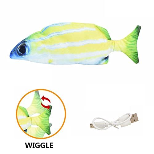 Rianpesn Juguete eléctrico para Gatos con Peces - Juguete Flexible Realista para Gatos con Peces | Juguete de pez Flotante en Movimiento, pateador de Gato USB, Juguetes interactivos de Hierba gatera