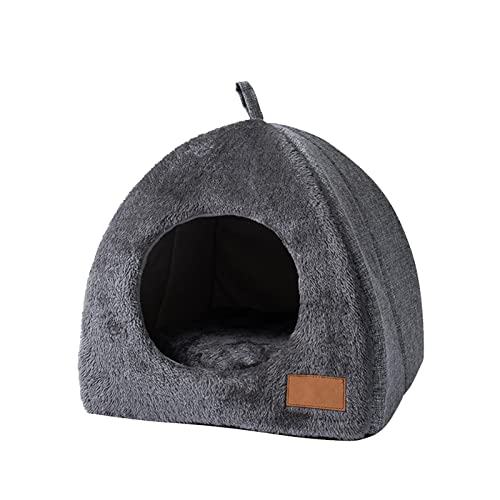Richolyn Cama Iglú para Gatos con Tela De Terciopelo Suave Cojín Interior, Cojín De Gato, Nido, Saco De Dormir, Casa Cueva De Gato, Cama Suave para Gatos De Tamaño Pequeño A Mediano
