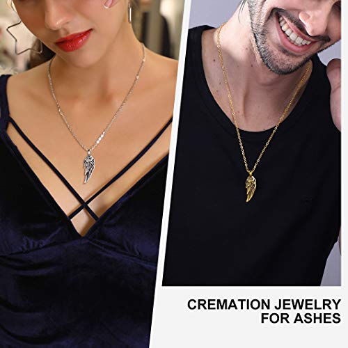 Richsteel DIY Collar Colgante Cenizas Dorado guardapelo Rosa Pluma Collar Ceniza Humana Animal urna Acero Colgante Oro Mujer Hombre