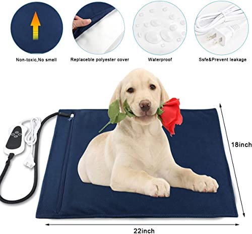RIOGOO Almohadilla térmica para Mascotas, Grande 22 x 18 Pulgadas, Almohadilla térmica para Perros y Gatos, eléctrica para Perros y Gatos, Alfombrilla calefactora para Interiores (22x18in)