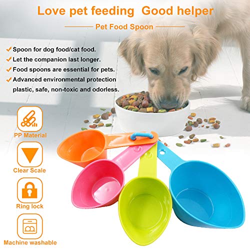 RMENOOR Cucharas Medidoras, Tazas Medidoras, Cucharas Medidoras de Cocina, Cucharas Medidoras de Plástico, 4 en 1, Ideal para Medir Comida de Mascotas, Líquidos y Condimentos Secos