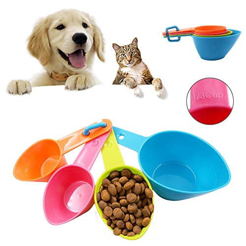 RMENOOR Cucharas Medidoras, Tazas Medidoras, Cucharas Medidoras de Cocina, Cucharas Medidoras de Plástico, 4 en 1, Ideal para Medir Comida de Mascotas, Líquidos y Condimentos Secos