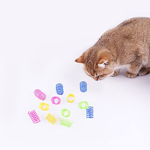 RoadLoo Juguete de Resorte de Gato, 60 Piezas Juguete para Gato Espiral Plástico Muelles en Espiral Colorido Juguete Colorido Interactiva para Gato Mascotas Regalo de Novedad Reboten Golpeen Atrapen