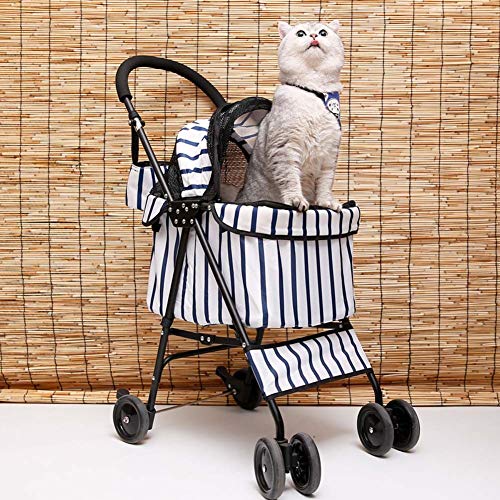 Roadster Mascotas, Silla Paseo Cochecito, Cochecito Mascotas Cachorros, Perros Mayores O Gatos | Jogger Viaje Plegable Fácil Cuatro Ruedas Mascotas, Carga Máxima 15 Kg 10.8 (Color : White)