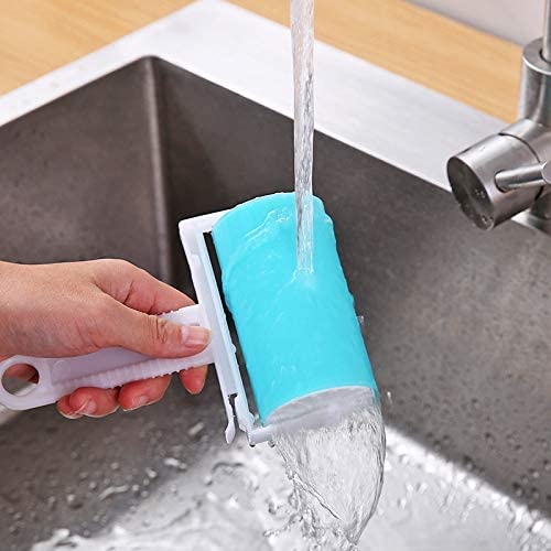 Rodillo de Pelusa de Gel Reutilizable Lavable, Rodillo de Pelusa de Gel TPR de Mano, Rodillo de Pelusa recogedor de Pelusa removedor de Pelusa de Ropa de Pelo de Mascotas Rodillo Lavable con Mango