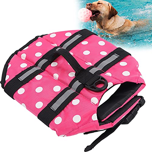 ROMACK Pet Life Preserver, Chaleco Flotante para Mascotas Ajustable con Mango Duradero para Nadar y pasear en Bote para Cazar(Rosado, SG)