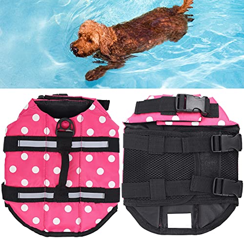 ROMACK Pet Life Preserver, Chaleco Flotante para Mascotas Ajustable con Mango Duradero para Nadar y pasear en Bote para Cazar(Rosado, SG)