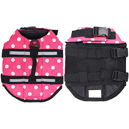 ROMACK Pet Life Preserver, Chaleco Flotante para Mascotas Ajustable con Mango Duradero para Nadar y pasear en Bote para Cazar(Rosado, SG)