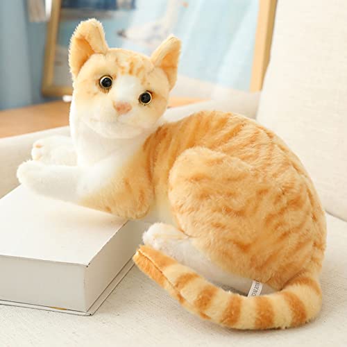 Rongchuang Gato siamés Tabby gato peluche felpa,Juguetes realistas de peluche de gato pequeño para niños mascotas