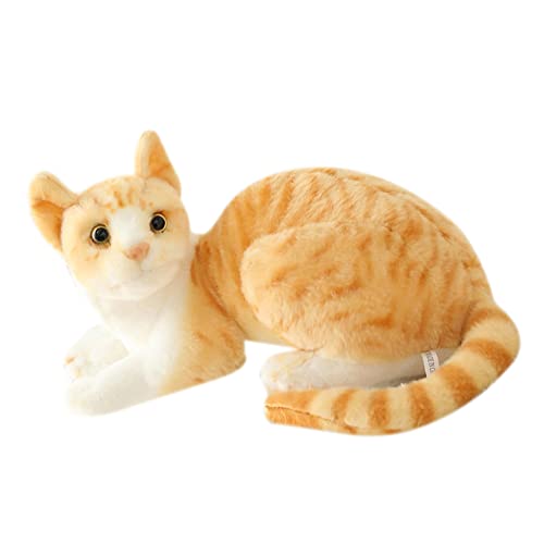 Rongchuang Gato siamés Tabby gato peluche felpa,Juguetes realistas de peluche de gato pequeño para niños mascotas