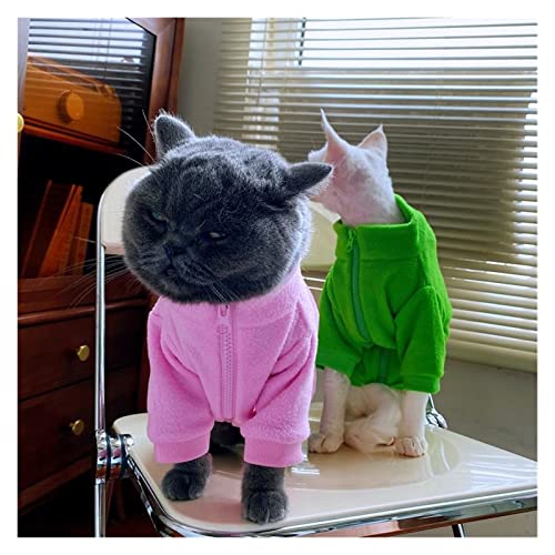 Ropa de Gato sin Pelo Esfinge Devon Autumn Invierno Cálido Cardigan suéter Lindo Gato Perro Abrigo Ropa for Gatos (Color : Pink, Size : S.)