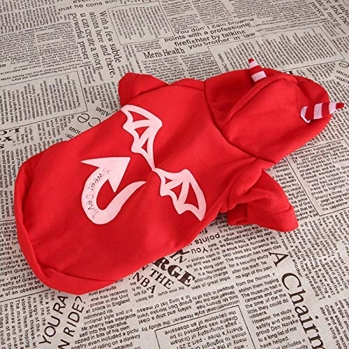 Ropa de Halloween para Mascotas, Ropa para Mascotas, Disfraz de Tela para Mascotas con patrón Luminoso de Persona Malvada, Ropa de Halloween para Perro, Gato, Rojo(S)