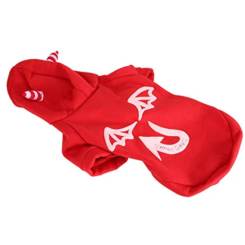 Ropa de Halloween para Mascotas, Ropa para Mascotas, Disfraz de Tela para Mascotas con patrón Luminoso de Persona Malvada, Ropa de Halloween para Perro, Gato, Rojo(S)