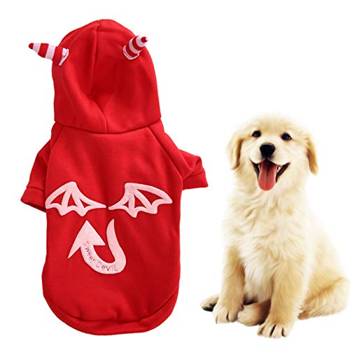 Ropa de Halloween para Mascotas, Ropa para Mascotas, Disfraz de Tela para Mascotas con patrón Luminoso de Persona Malvada, Ropa de Halloween para Perro, Gato, Rojo(S)