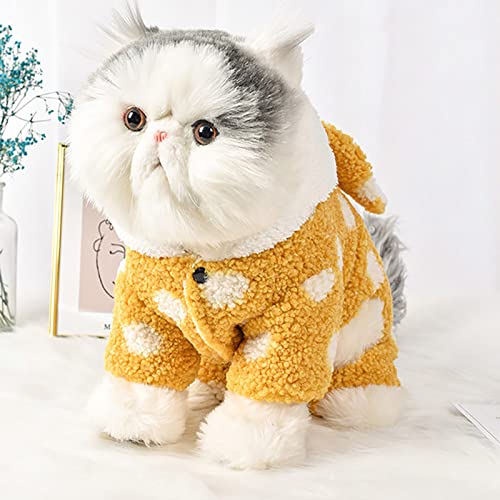 Ropa de otoño e invierno para mascotas, abrigo cálido de tela británico, chaleco acogedor abrigos pequeños y medianos (M, amarillo)