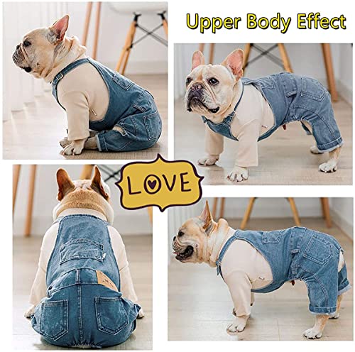 Ropa para perros, overoles de mezclilla, chaqueta de mezclilla para cachorros, disfraces de mono con tirantes, ropa suave y cómoda para perros pequeños y medianos (XL)