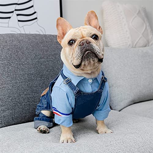 Ropa para perros, overoles de mezclilla, chaqueta de mezclilla para cachorros, disfraces de mono con tirantes, ropa suave y cómoda para perros pequeños y medianos (XL)