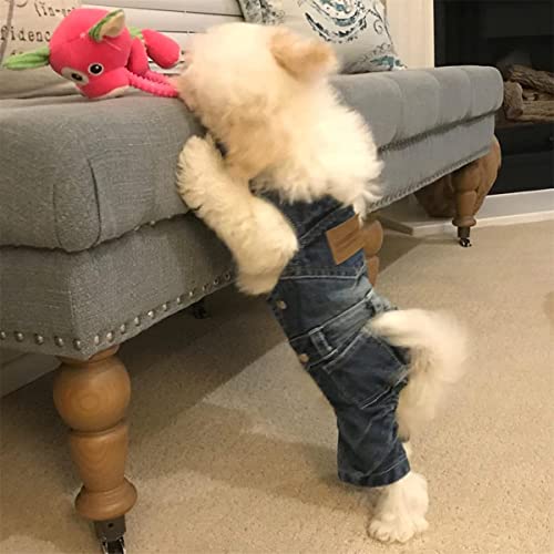 Ropa para perros, overoles de mezclilla, chaqueta de mezclilla para cachorros, disfraces de mono con tirantes, ropa suave y cómoda para perros pequeños y medianos (XL)