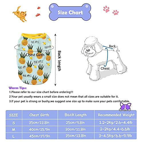 Ropa para perros, paquete de 2 camisas para perros, lindos vestidos para cachorros, falda transpirable sin mangas para perros, vestido de gato, camiseta con estampado de piña en la playa hawaiana