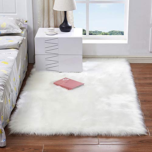 ROSEBEAR Alfombra peluda de felpa Shaggy para dormitorio, decoración de dormitorio, 45 x 60 cm