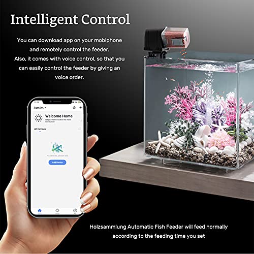 RoseFlower Alimentador Automatico de Acuario, WiFi Dispensador Comida Peces por Comida Peces Vacaciones Programador Inteligente controlado para La Nube con App, Acceso Remoto,Control de Voz