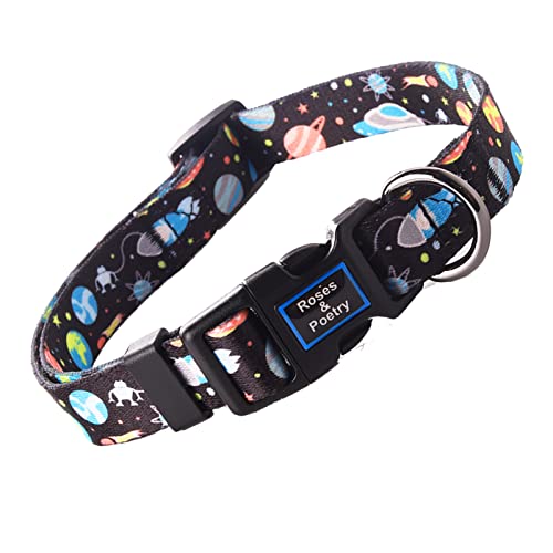 Roses&Poetry Collares para Perros Pequeños con Patrones Estrella Coloridas,Ajustable Collares Cachorros Pequeños Personalizados para Corriendo(Estrella-S