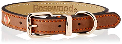 Rosewood. Collar de Lujo en Piel para Perros, Color marrón