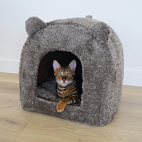 Rosewood Luxury Soft Fabric Teddy Bear - Cama para Gatos (Tela Blanda), Color marrón