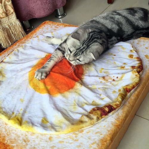 Rotyroya Caliente suave huevo frito felpa mascota gato perro manta cama Mat aire acondicionado 40cm