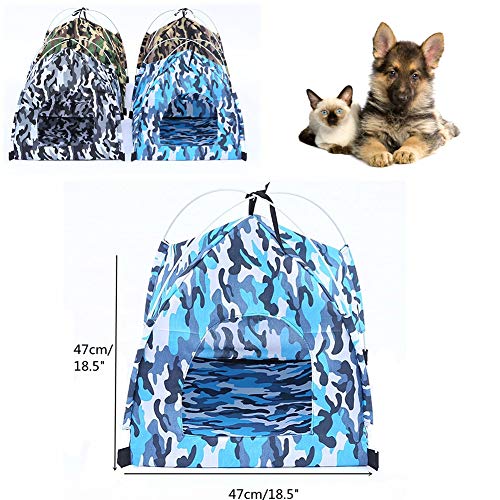 Ruankenshop Casitas para Gatos Mascota Tiendas de campaña Perro Impermeable Tienda Perro Sombra al Aire Libre Cama para Perro con sombrilla Green