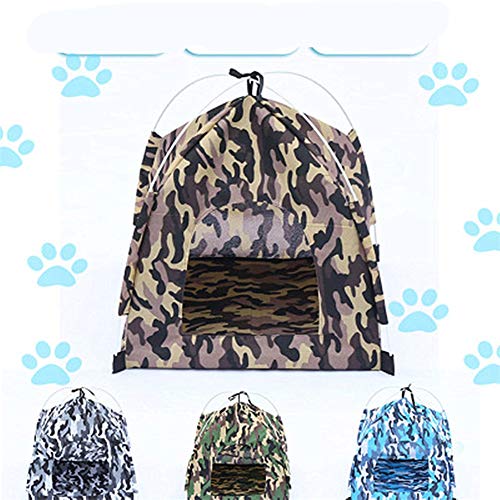 Ruankenshop Casitas para Gatos Mascota Tiendas de campaña Perro Impermeable Tienda Perro Sombra al Aire Libre Cama para Perro con sombrilla Green