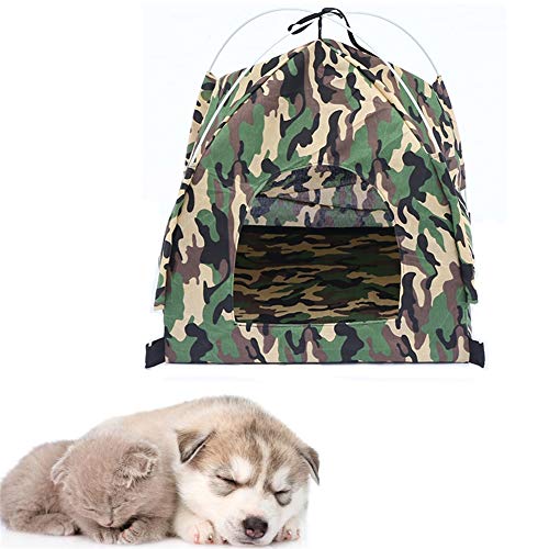 Ruankenshop Casitas para Gatos Mascota Tiendas de campaña Perro Impermeable Tienda Perro Sombra al Aire Libre Cama para Perro con sombrilla Green