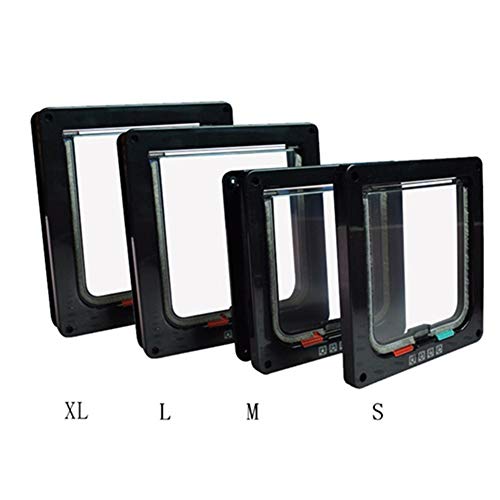 Ruankenshop Gatera Gateras para Gatos Aleta de Gato con túnel Inteligente Cat Flap Solapas de Gato para Puertas de Madera Gato Puerta de la Puerta Black,Large