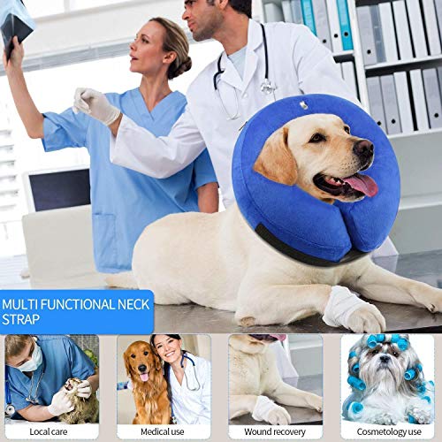 Rucal Pets Collar Inflable para Perro, Cono de recuperación, después de la cirugía de Mascotas, Evita Que los Perros muerdan y arañen, Correa Gruesa Ajustable, Suave y cómoda Roseta (XL)