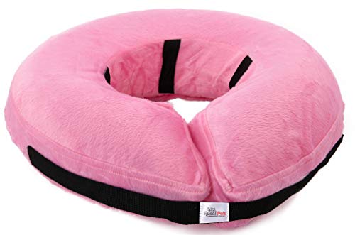 Rucal Pets Collar Inflable para Perro, Cono de recuperación, después de la cirugía de Mascotas, Evita Que los Perros muerdan y arañen, Correa Gruesa Ajustable, Suave y cómoda Roseta (XL)
