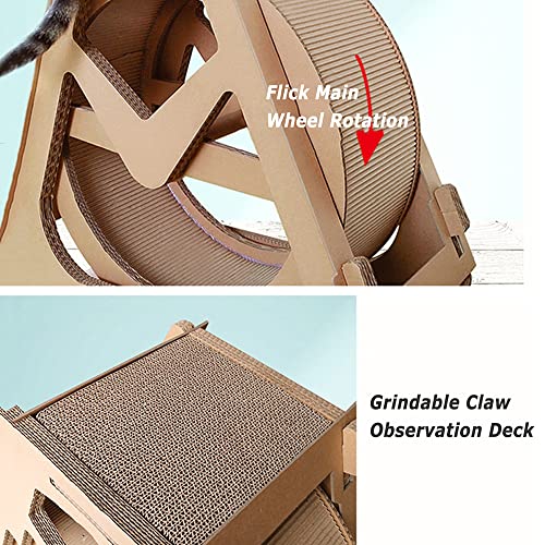 Rueda Para Correr Para Gatos, Cinta De Correr Para Gatos De Papel Corrugado, Tablero Rascador Para Gatos De Varios Niveles, Muebles Para Mascotas Con Rueda De Fortuna, Juguete Giratorio Para Gatos,L