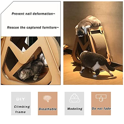 Rueda Para Correr Para Gatos, Cinta De Correr Para Gatos De Papel Corrugado, Tablero Rascador Para Gatos De Varios Niveles, Muebles Para Mascotas Con Rueda De Fortuna, Juguete Giratorio Para Gatos,L