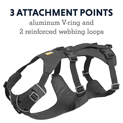 RUFFWEAR Arnés Flagline para Perros, Arnés Reflectante Acolchado Antitirones con Asa - Gris Granito, S