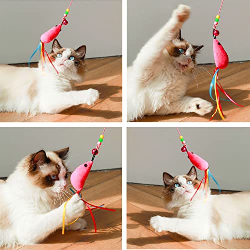 Ruitena - Juguetes Plumas de Gatos Interactivo con Campanas para Gatos y Gatitos Varita de Juguetes para Gatos Plumas Interactivos(10pcs)
