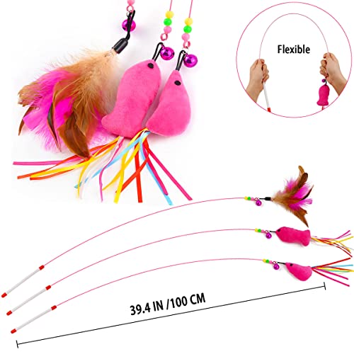 Ruitena - Juguetes Plumas de Gatos Interactivo con Campanas para Gatos y Gatitos Varita de Juguetes para Gatos Plumas Interactivos(10pcs)