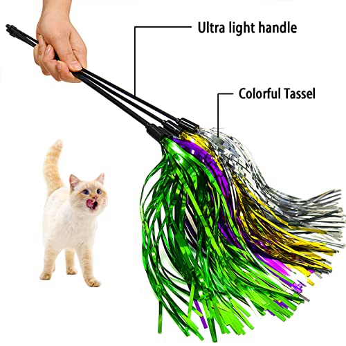Ruitena - Juguetes Plumas de Gatos Interactivo con Campanas para Gatos y Gatitos Varita de Juguetes para Gatos Plumas Interactivos(10pcs)