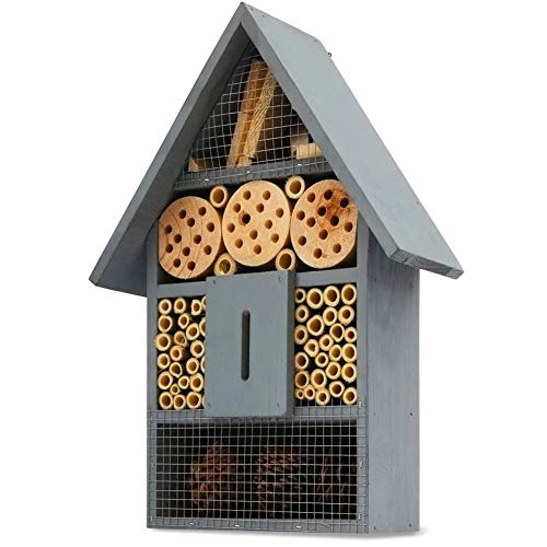 Ruiuzi Casa para insectos, de materiales naturales, casa de abejas, mariquitas, casa de mariposas, para varios insectos voladores, casa de insectos natural (azul)